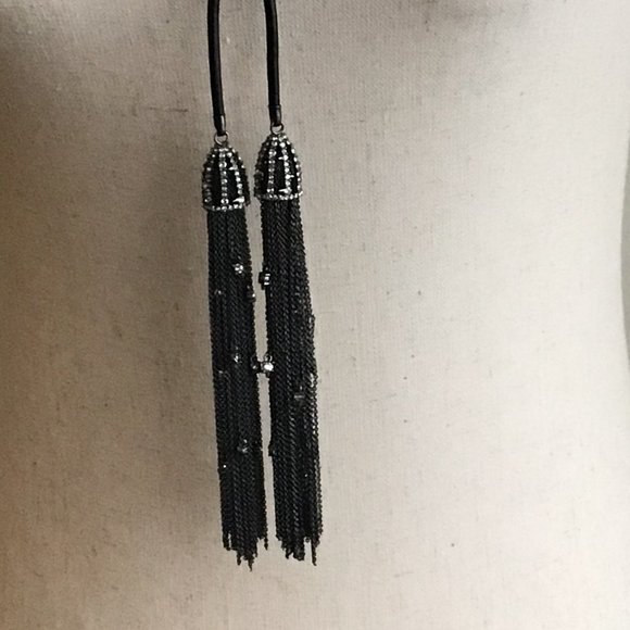 Alexis Bittar black and silver necklace with crystals and leather. - Picture 8 of 8